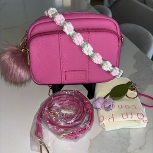 Pom Pom London cerise pink Original Mayfair Crossbody bag purse bundle NEW! 💕🌸💝